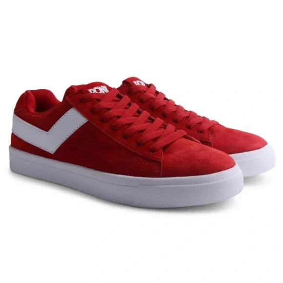 Women's PONY Classic Low Red Suede Shoes Size 7.5 - Picture 2 of 13